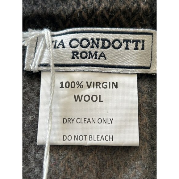 VIA CONDOTTI ROMA Italy Men's Scarf 100% Wool Gray Black New w Tag Fringed 64x11 - Picture 4 of 7